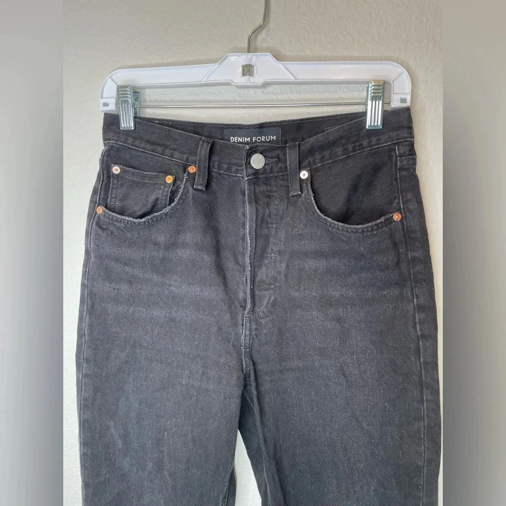Denim Forum Aritzia The Bonet High Rise Loose Black Jeans Distressed Size 25_4